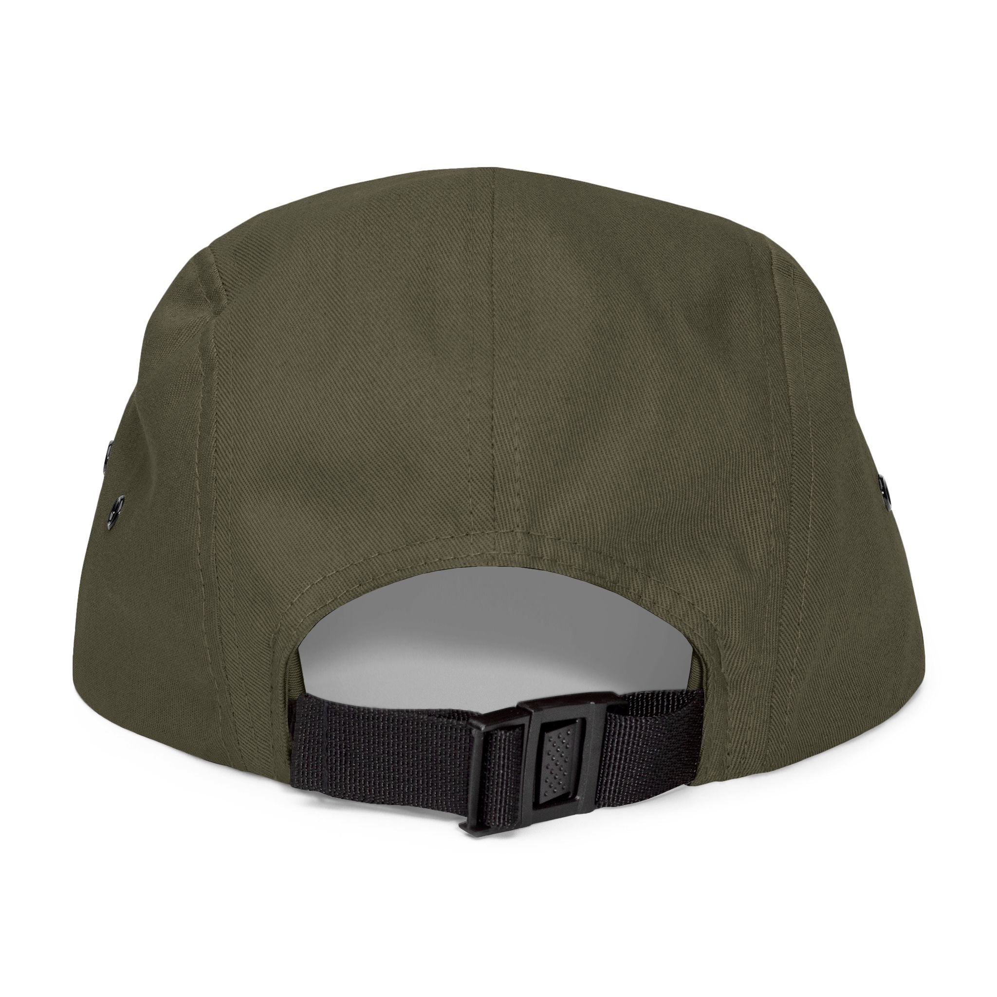 Olive 5-Panel Cap with Embroidered Orange Smiley — Casual Streetwear Dad Hat